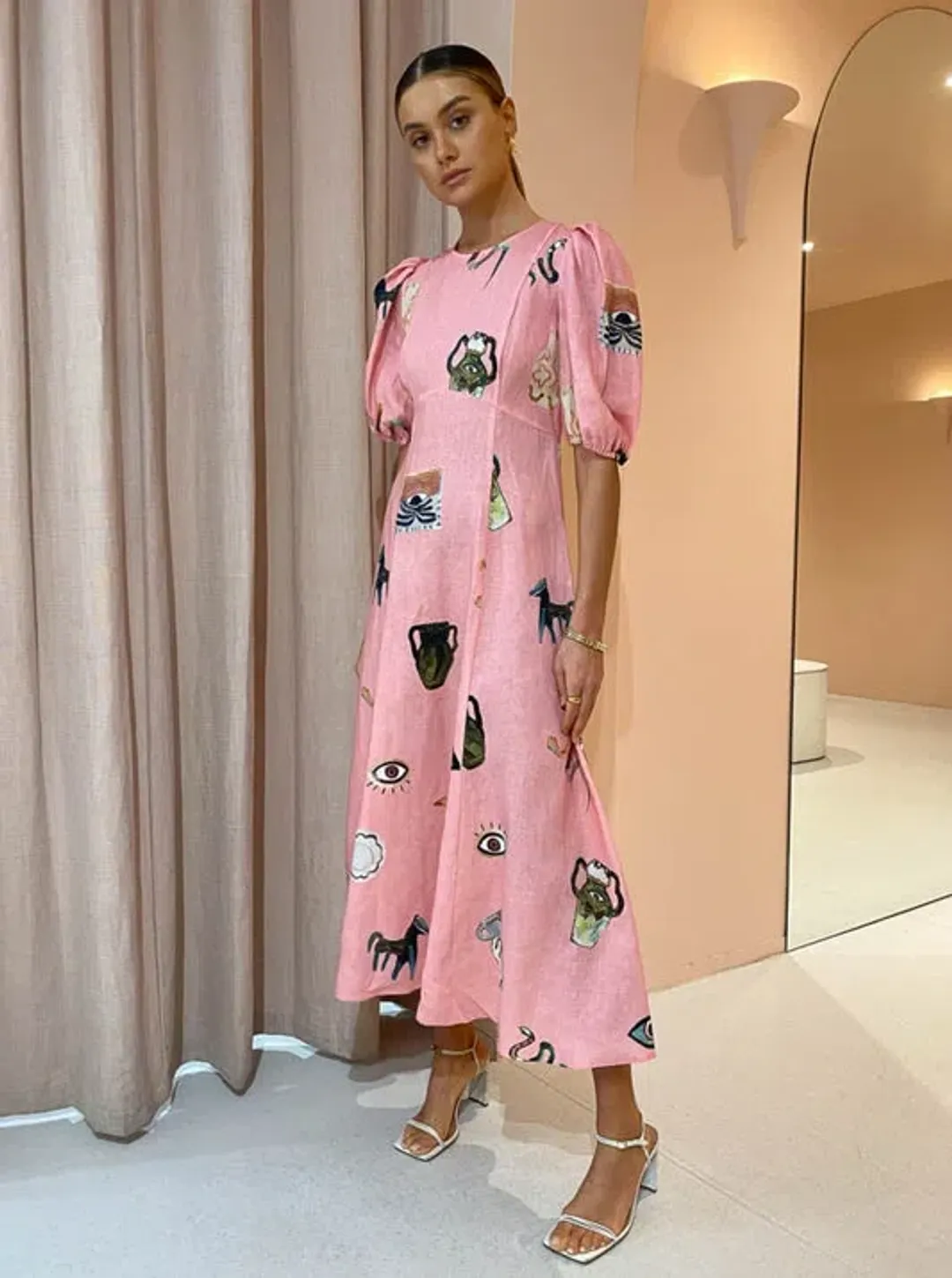 Alemais Cleo Midi Dress in Pink Size AU 12 for rent on The Volte - main image