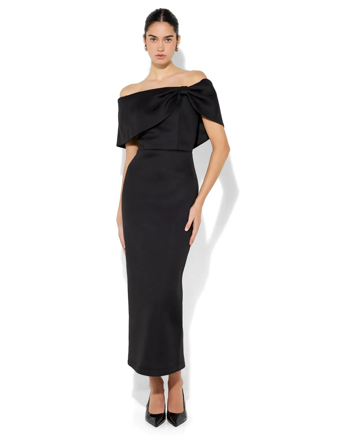 Montique Finlay Off Shoulder Cocktail Dress Black Size 16 for rent on The Volte - main image