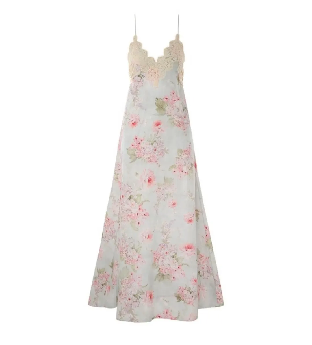 Zimmermann The Halliday A-line Midi Dress in Blue Watercolour Floral Size 1/Au 10  for rent on The Volte - main image