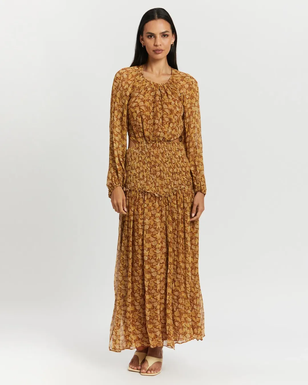 Shona Joy sunset Cut-Out Dress in Turmeric Size 8 for rent on The Volte - main image