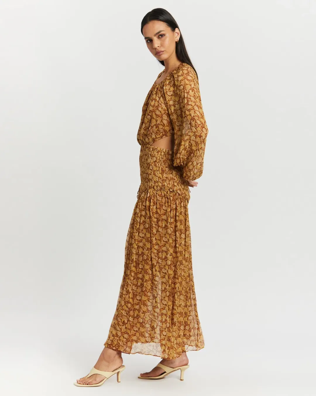 Shona Joy sunset Cut-Out Dress in Turmeric Size 8 for rent on The Volte - main image