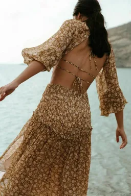 Shona Joy sunset Cut-Out Dress in Turmeric Size 8 for rent on The Volte - image 2