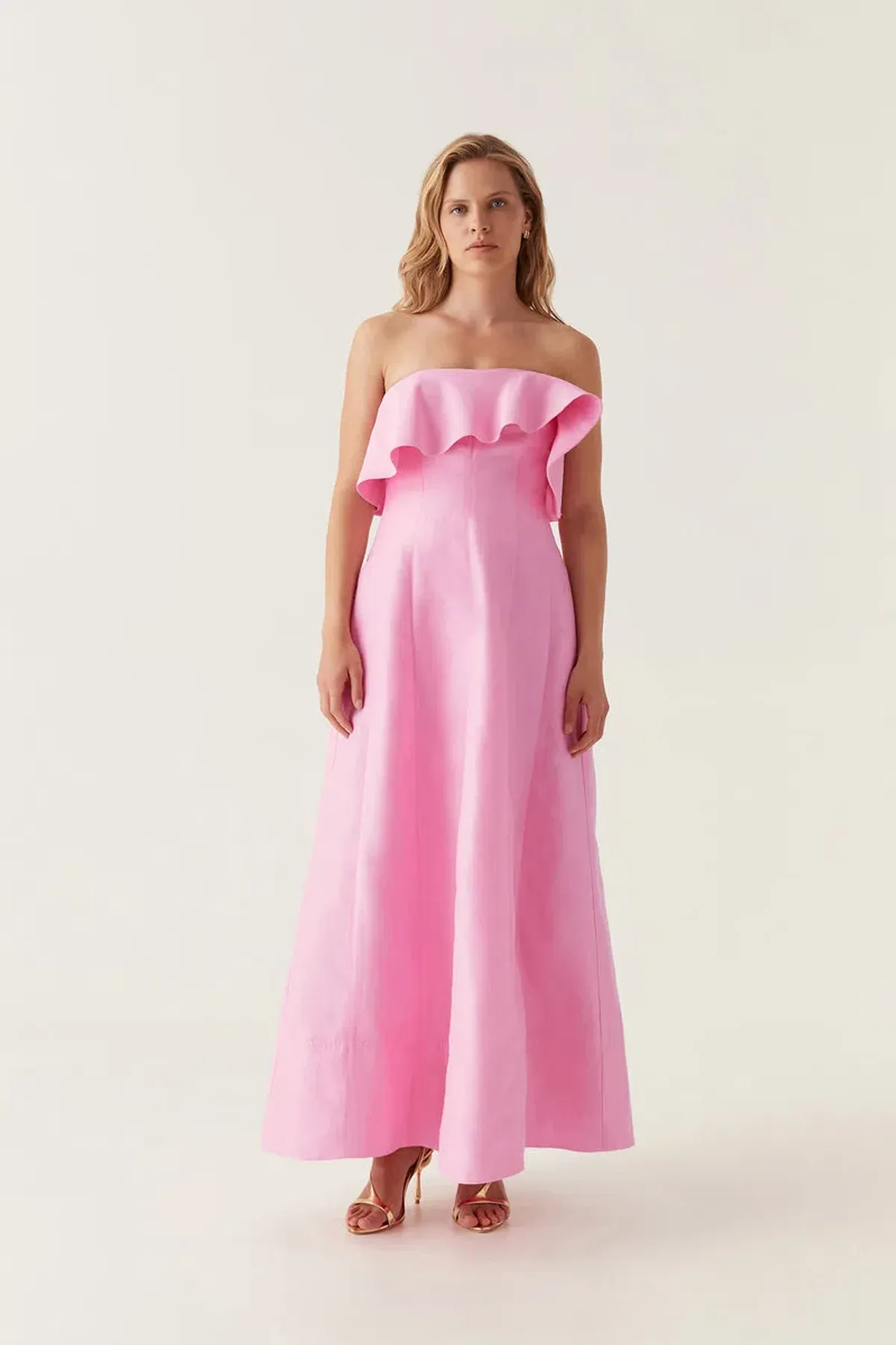 Aje Shallows Strapless Gown Bon Bon Pink Size 10  for rent on The Volte - main image