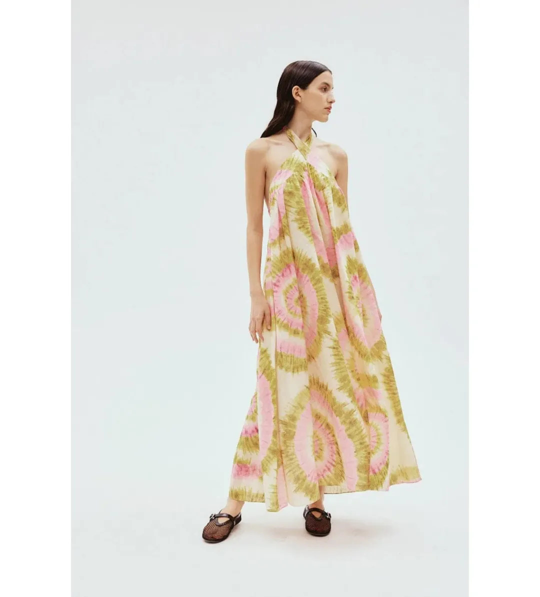 Alémais Flash Neck Tie Midi Dress Multi Size 12 for rent on The Volte - main image