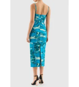 Rebecca Vallance Marine Mirage Midi Dress Blue Size 10 for rent on The Volte - image 3