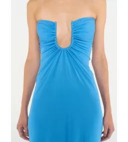Christopher Esber Arced Palm Strapless Dress in Boston Blue Size 8 for rent on The Volte - image 4