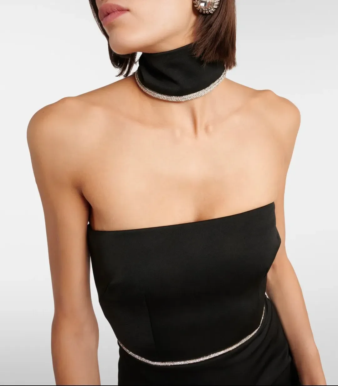 Alex Perry Crystal-embellished Satin Midi Dress Black Size 8 for rent on The Volte - main image