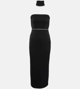 Alex Perry Crystal-embellished Satin Midi Dress Black Size 8 for rent on The Volte - image 5