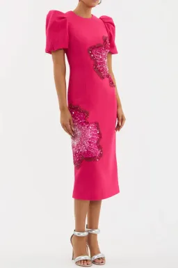 Rebecca Vallance The Layana Midi Dress Raspberry Size 12 for rent on The Volte - image 4