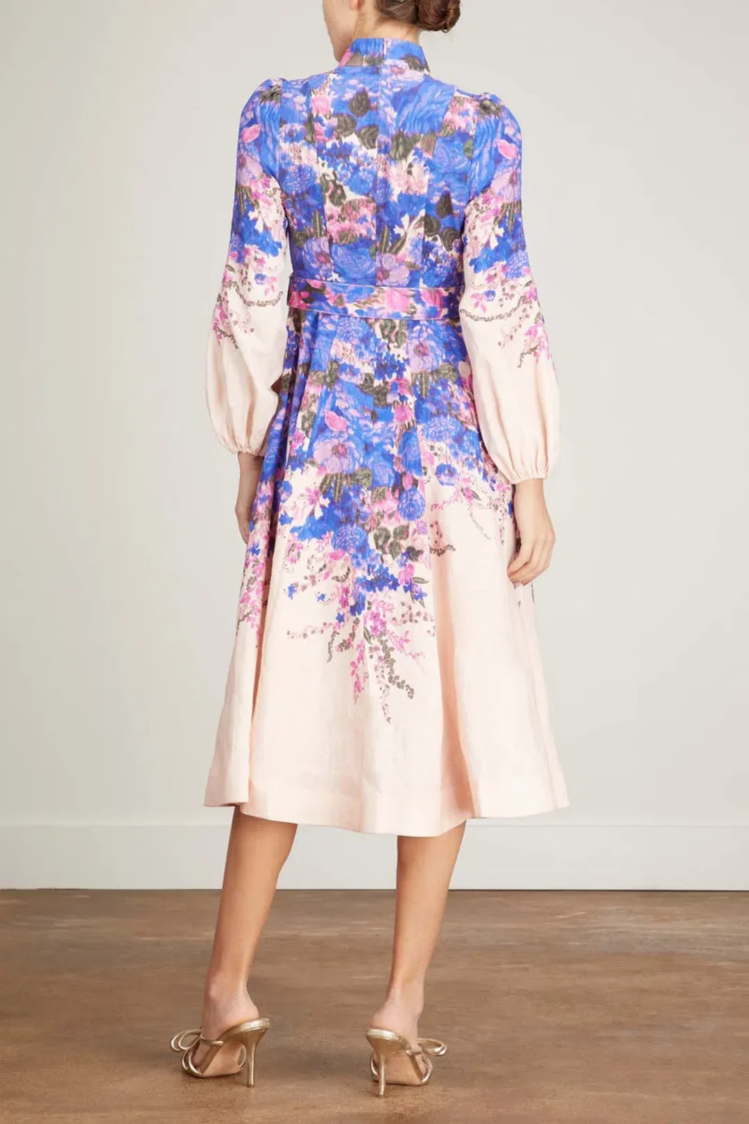 Zimmermann High Tide Buttoned Midi Dress Purple Ikat Floral Size 2 / AU 12  for rent on The Volte - main image