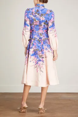 Zimmermann High Tide Buttoned Midi Dress Purple Ikat Floral Size 2 / AU 12  for rent on The Volte - image 2