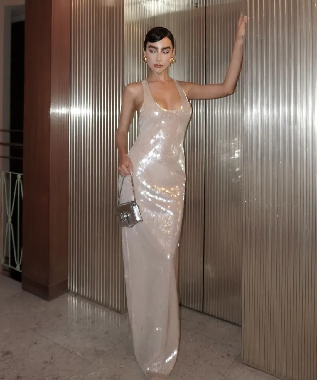 Retrofete Bella Sequin Dress Cream Size XS / AU 6 for rent on The Volte - main image