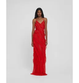 Rat & Boa Cecelia Ruffle Maxi Dress Red Size S / AU 8 for rent on The Volte - image 1