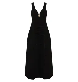 Aje Sylvette Knit Midi Dress Black Size AU 6 for rent on The Volte - image 4