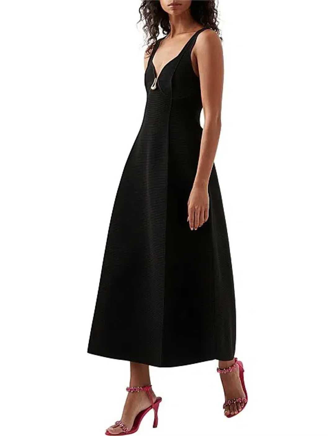 Aje Sylvette Knit Midi Dress Black Size AU 10  for rent on The Volte - main image