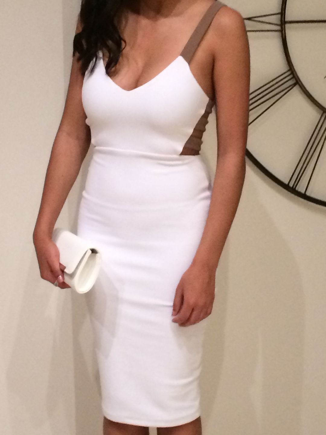 Nookie Strappy Back Bodycon Dress White Size 8 for rent on The Volte - main image