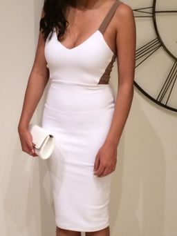 Nookie Strappy Back Bodycon Dress White Size 8 for rent on The Volte - image 4