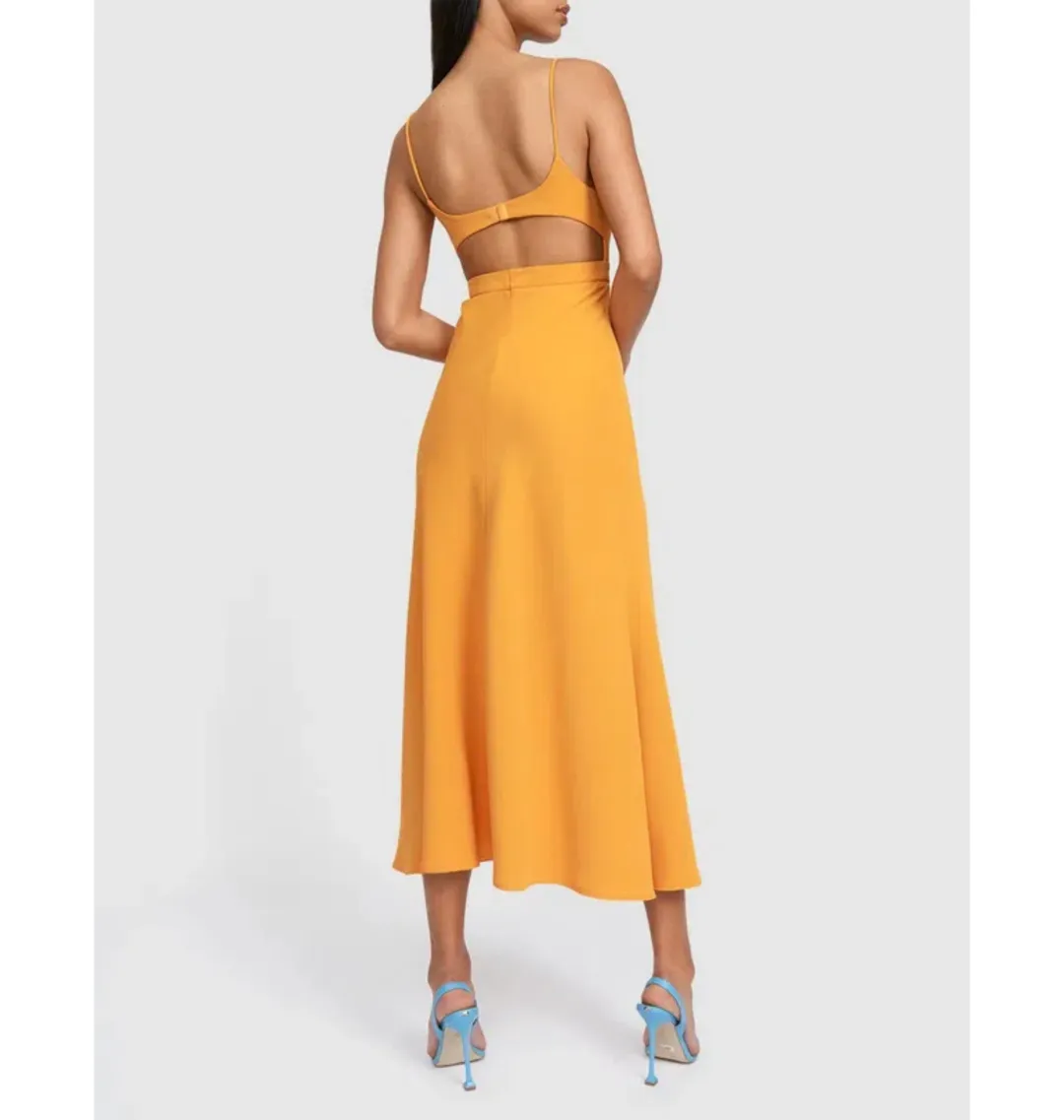 By Johnny Callia Wire Midi Dress In Apricot Orange Size AU 12 for rent on The Volte - main image