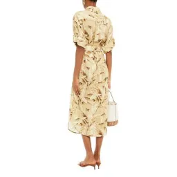 Zimmermann Linen Belted Shirt Dress Palm Tree Print Size 3 / AU 14 for rent on The Volte - image 2