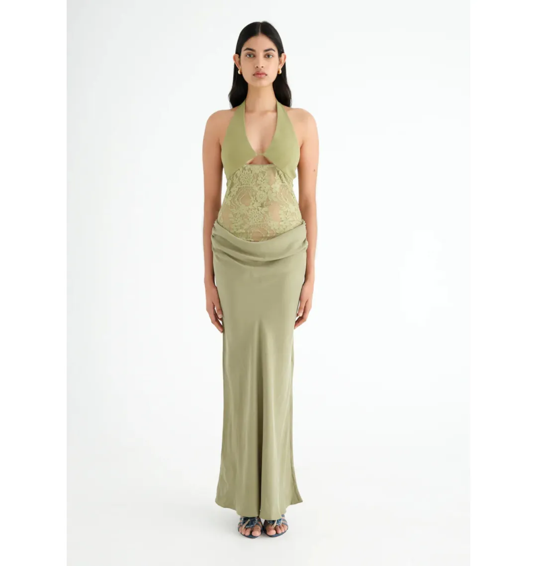 Benni Miko Maxi Dress Pear Size AU 8  for rent on The Volte - main image