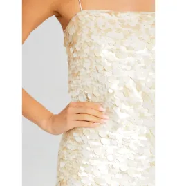 Retrofete Eleanora Sequin Dress Beige/White Side XS / AU 6 for rent on The Volte - image 2