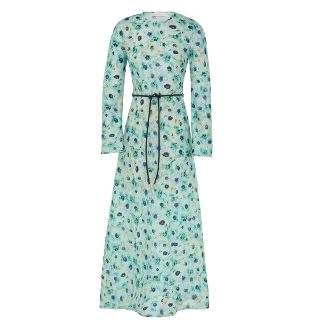 Zimmermann Lightburst Bias Long Dress in Aqua Floral Size 1 / AU 10 for rent on The Volte - main image