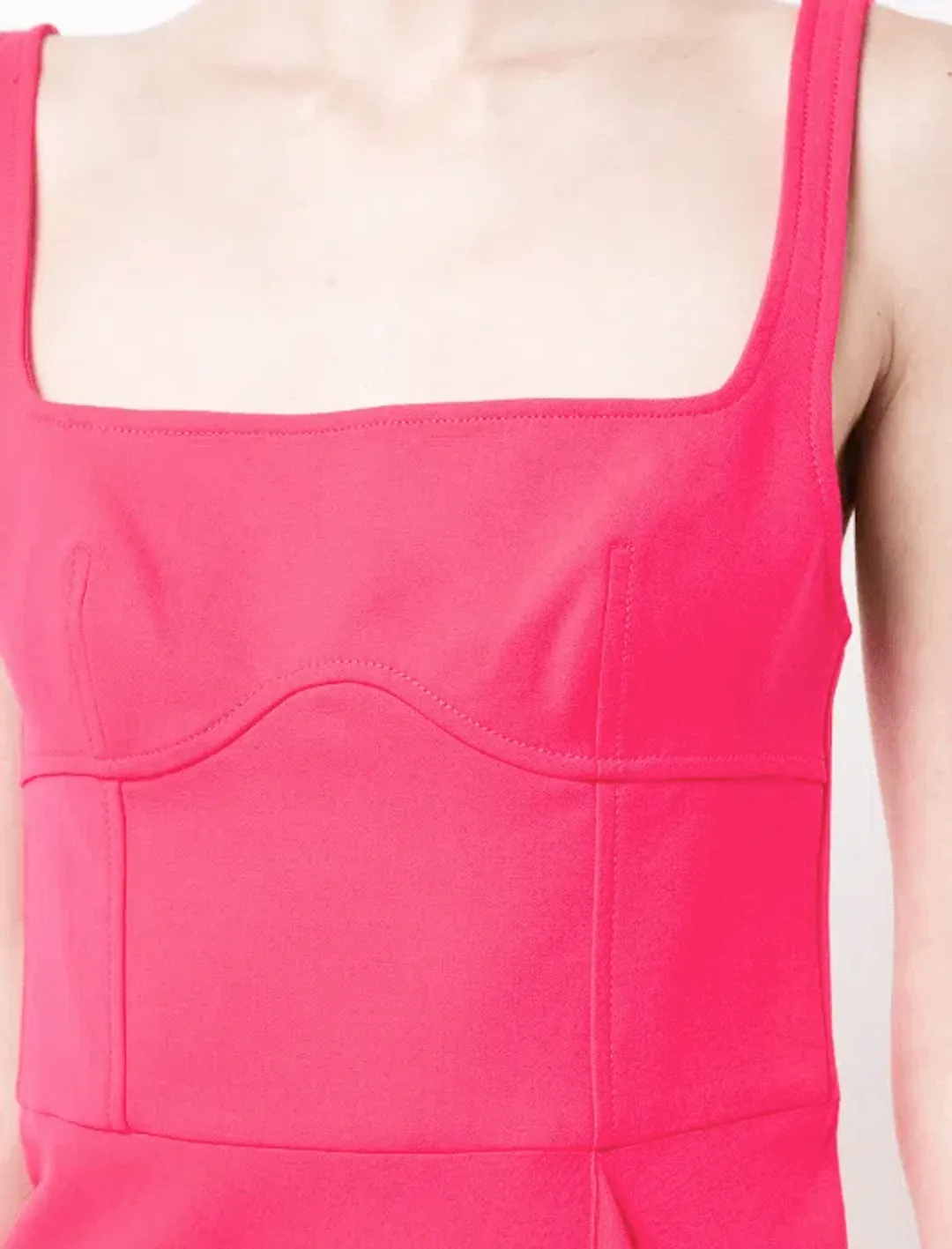 Dion Lee Bustier Midi Dress Acid Pink Size 4 for rent on The Volte - main image