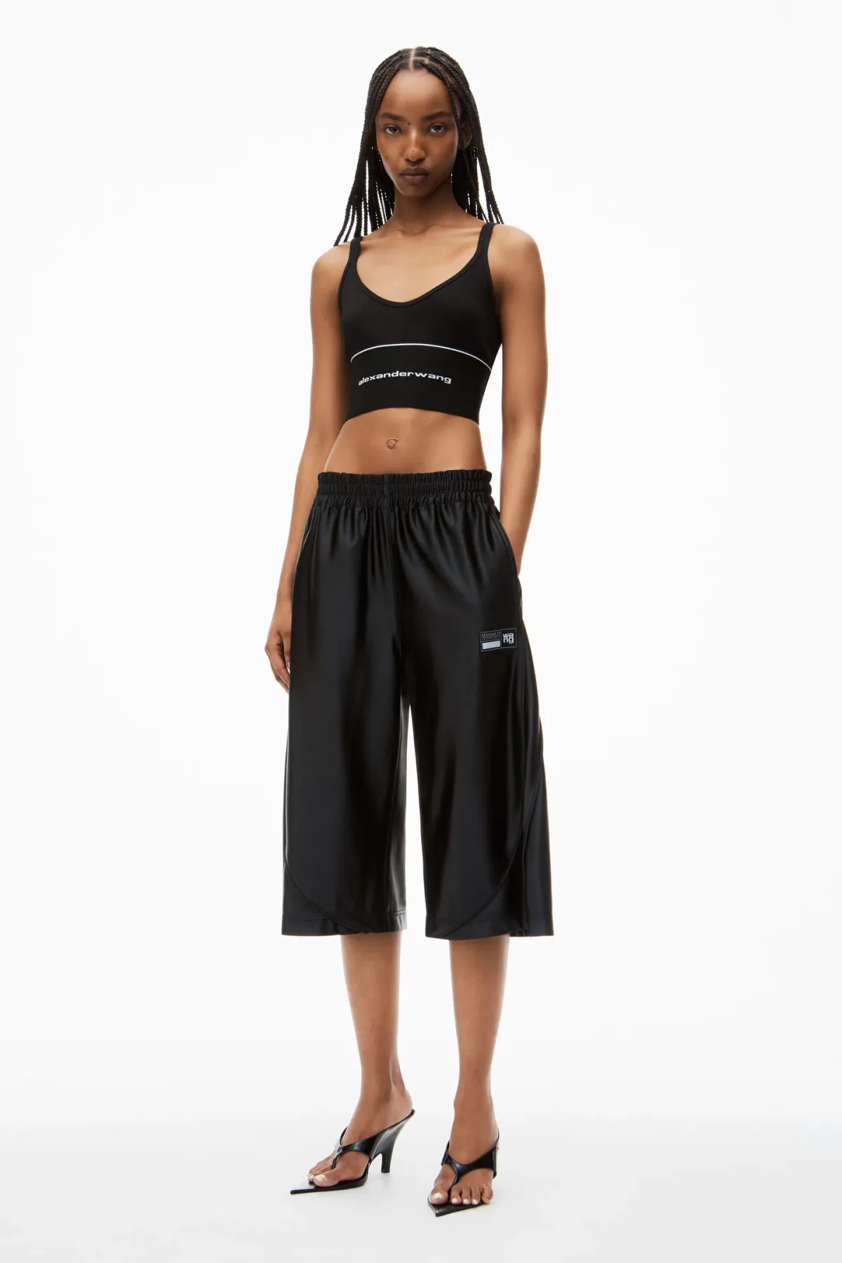 Alexander Wang Logo Elastic Bra in Black Ribbed Jersey Size S / AU 8 for rent on The Volte - main image
