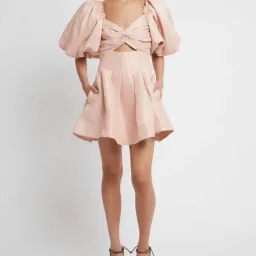 Aje Dusk Knot Puff Sleeve Mini Dress in Pale Pink Size AU 6 for rent on The Volte - image 5