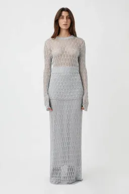 Camilla and Marc Jacque Knit Top and Skirt Set Silver Size L / AU 12 for rent on The Volte - image 1