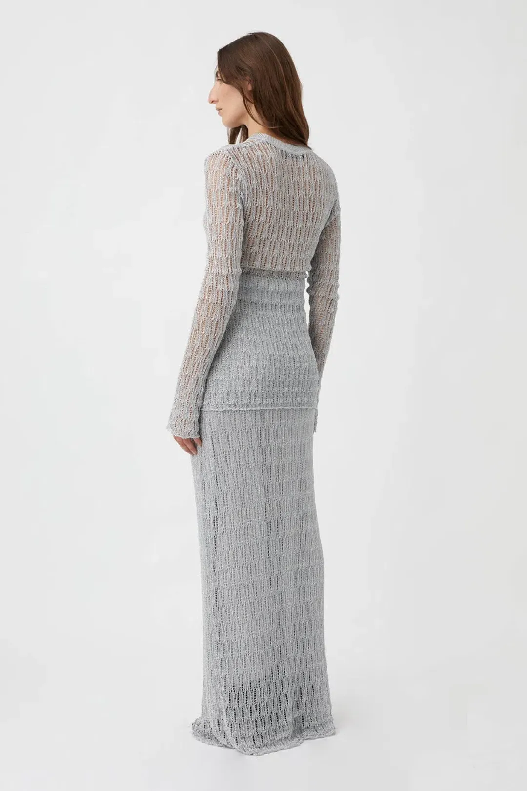 Camilla and Marc Jacque Knit Top and Skirt Set Silver Size L / AU 12 for rent on The Volte - main image
