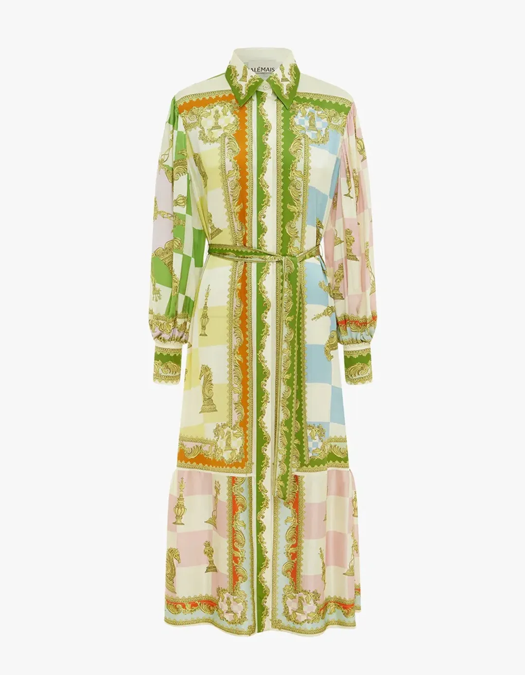Alemais Checkmate Silk Shirtdress Multi Size AU 8 for rent on The Volte - main image