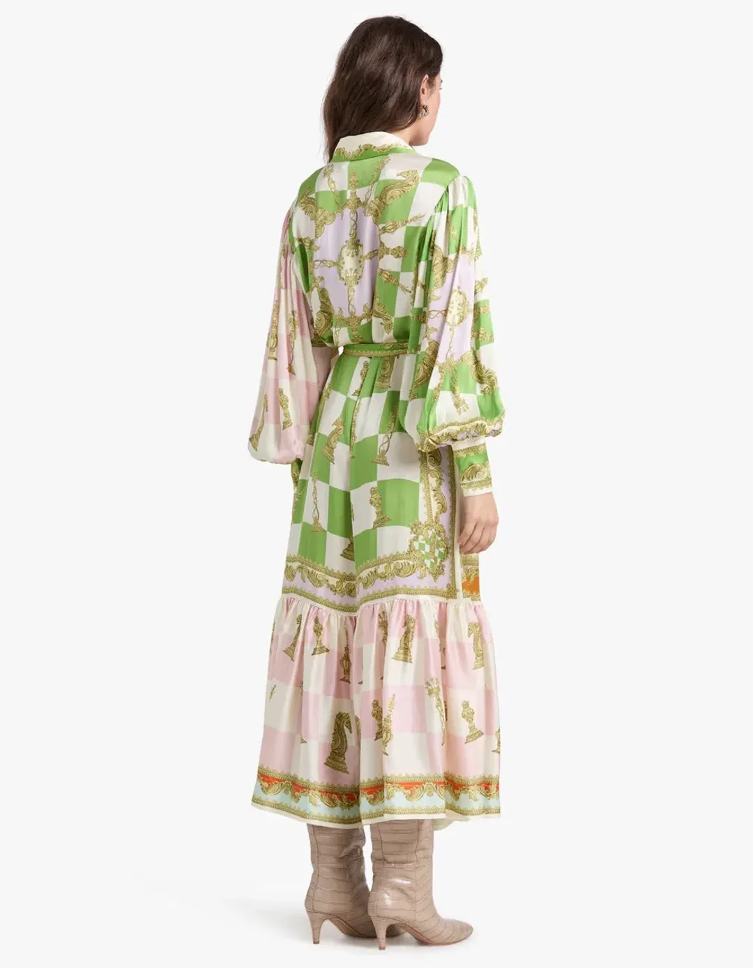 Alemais Checkmate Silk Shirtdress Multi Size AU 8 for rent on The Volte - main image