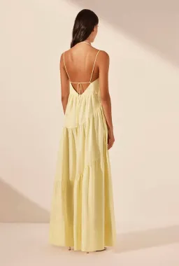 Shona Joy Maiori Tiered Maxi Dress in Lemon Size 8 for rent on The Volte - image 3