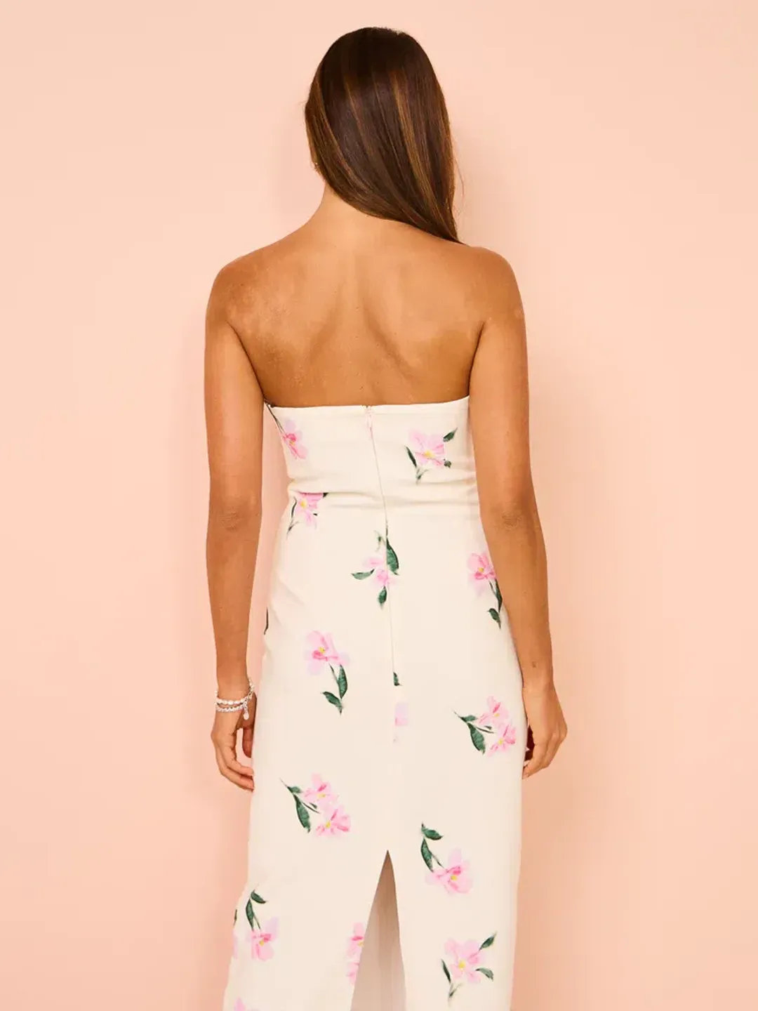 Issy Scalloped Bodice Midi Dress In Rose Print AU 14 for rent on The Volte - main image