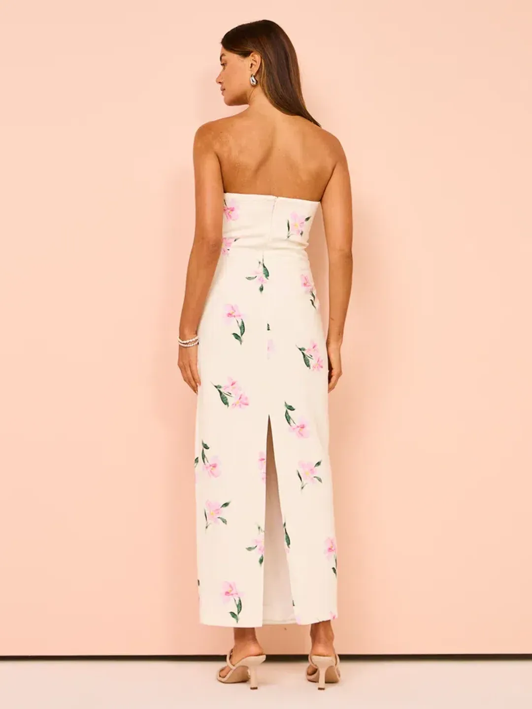 Issy Scalloped Bodice Midi Dress In Rose Print AU 14 for rent on The Volte - main image