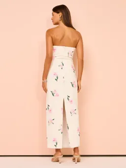 Issy Scalloped Bodice Midi Dress In Rose Print AU 14 for rent on The Volte - image 3