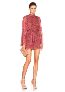 Zimmermann Karmic Flare Sleeve Playsuit Pink Paisley Chintz Size 0 / AU 8 for rent on The Volte - image 1
