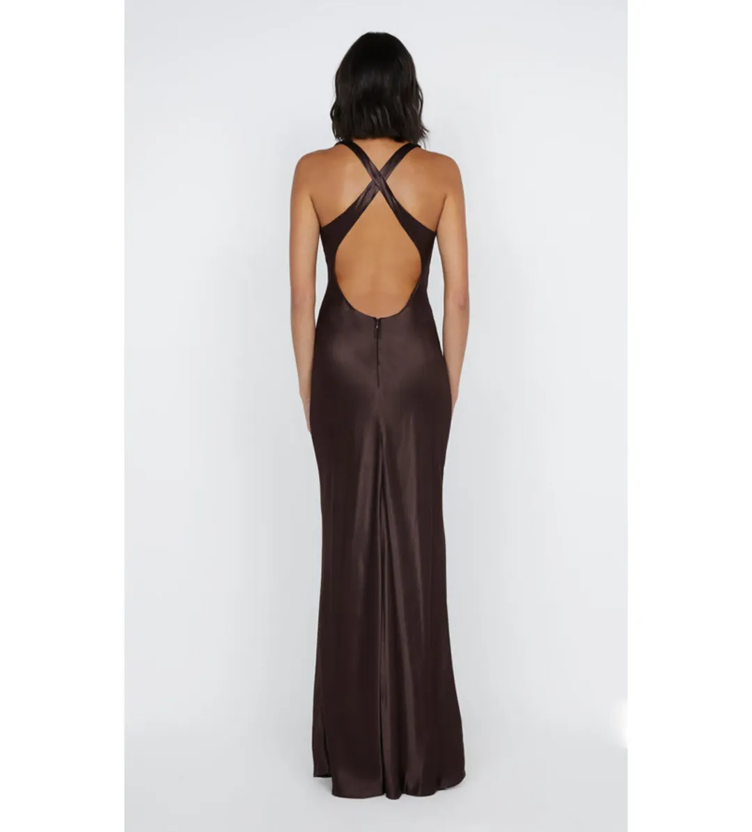 Bec & Bridge Maxina Crossover Dress Dark Chocolate Size 6  for rent on The Volte - main image