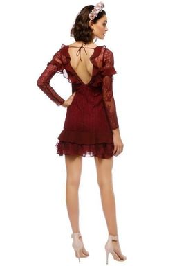 For Love of Lemons Daphne Lace Mini Burgundy Dress Sz 10 for rent on The Volte - image 2