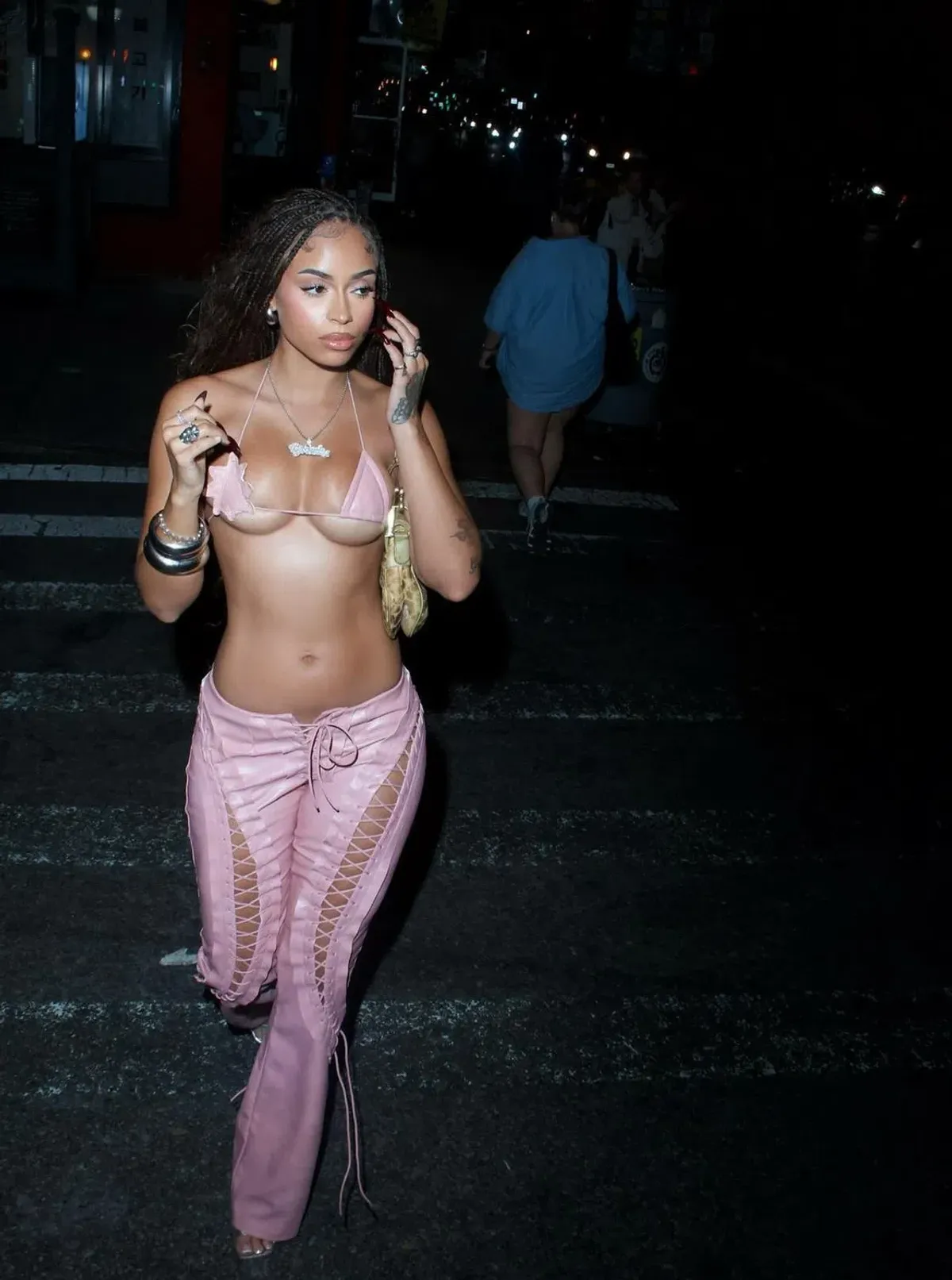 Matte Brand Low Riser Pants Set Pink Size 8 for rent on The Volte - main image