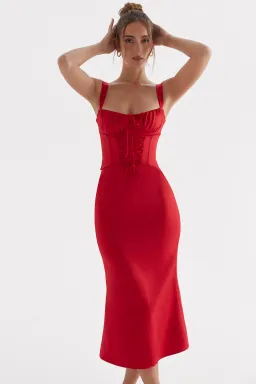 House Of Cb Valencia Corset Dress Red Rose Size 12 for rent on The Volte - image 2