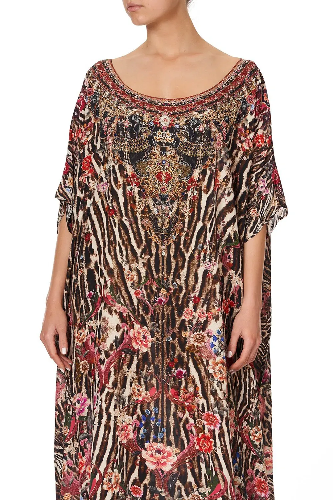 Camilla Liv A Little Silk Round Neck Kaftan Print One Size  for rent on The Volte - main image