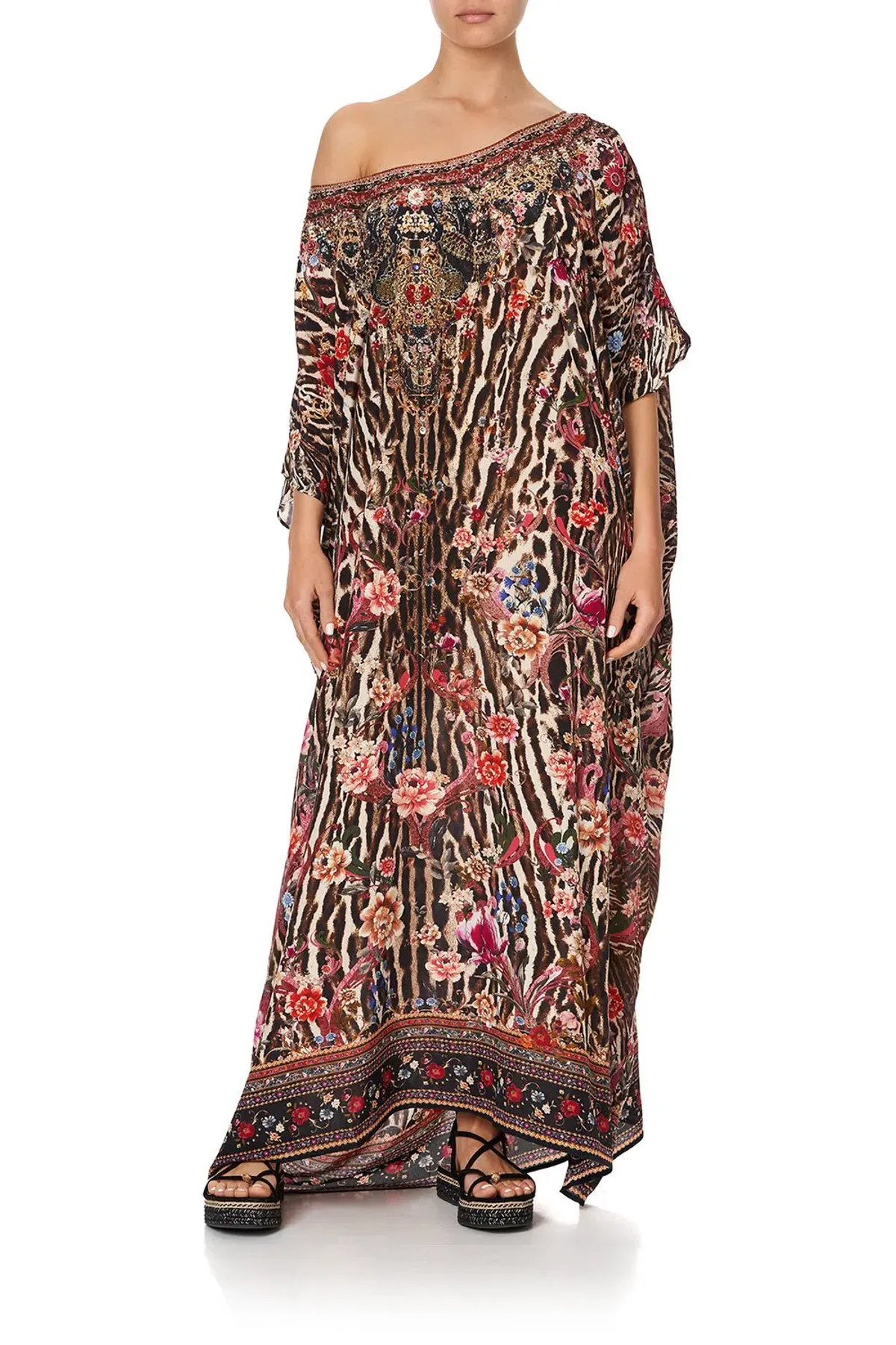 Camilla Liv A Little Silk Round Neck Kaftan Print One Size  for rent on The Volte - main image