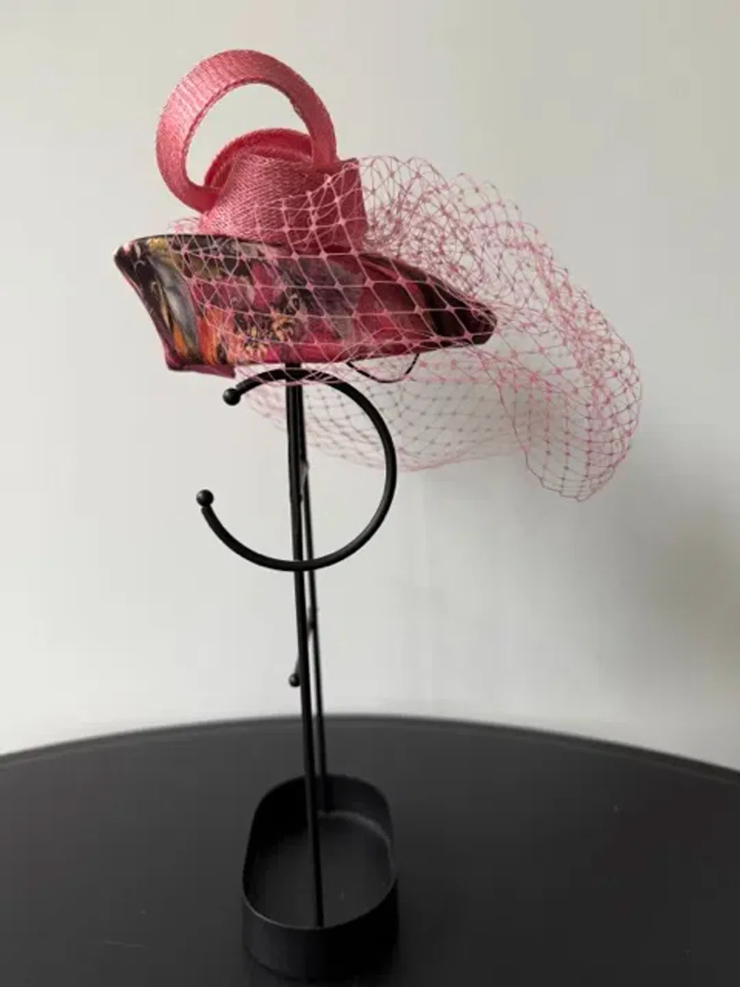 Olga Berg Pill Box Headwear with Netting Pink One Size for rent on The Volte - main image