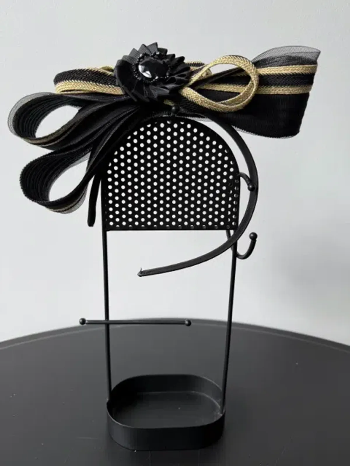 Mimco Headpiece Fascinator Black and Gold One Size for rent on The Volte - main image