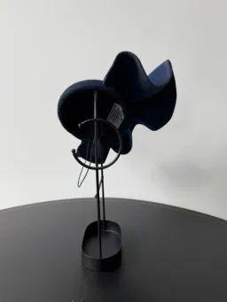 Felted Wool Headpiece with Sculptural Detail and Floral Velvet Adornment Navy One Size for rent on The Volte - image 4