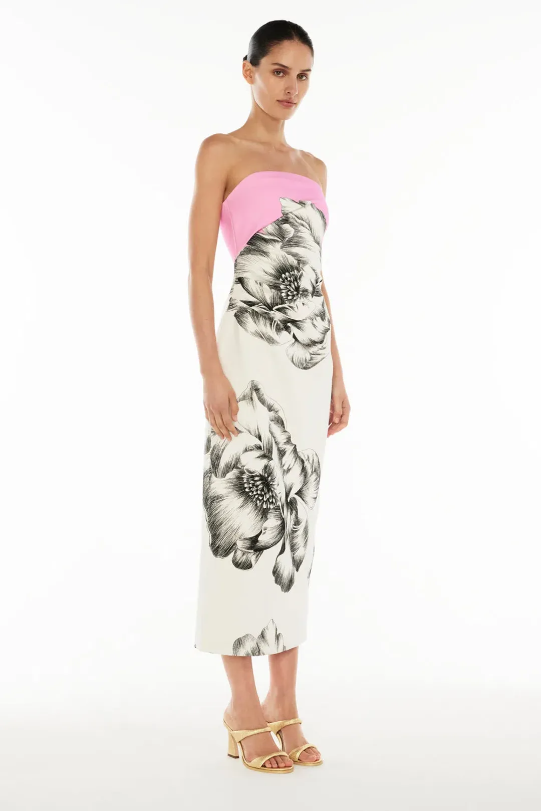 Manning Cartell Overbloom Midi Dress White/Black Floral Size 8 for rent on The Volte - main image