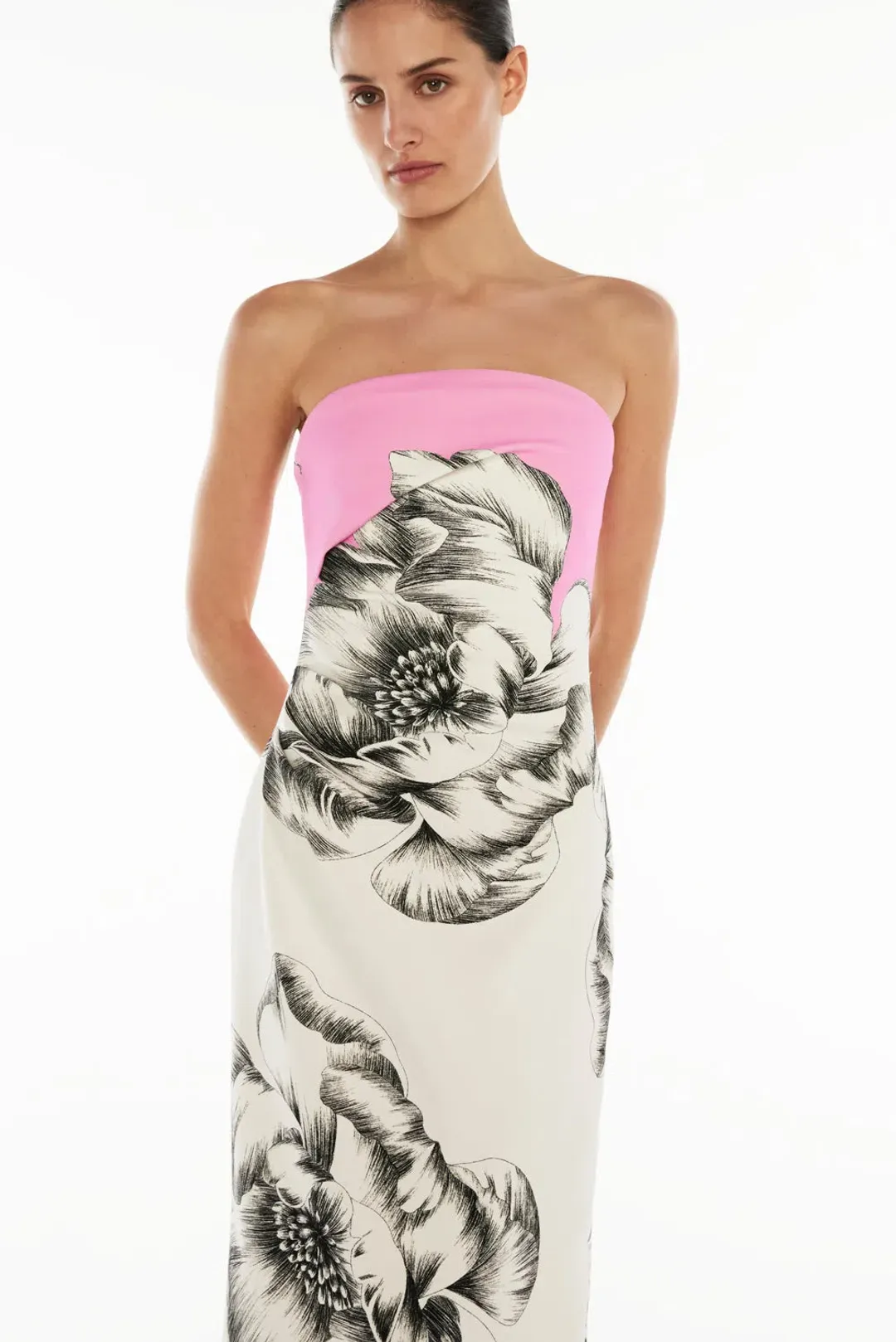 Manning Cartell Overbloom Midi Dress White/Black Floral Size 8 for rent on The Volte - main image