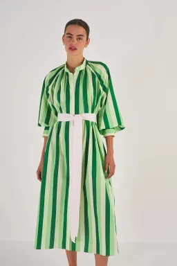 Oroton Multi Stripe Shirt Dress in Garden Size 12 fits 16 for rent on The Volte - image 1